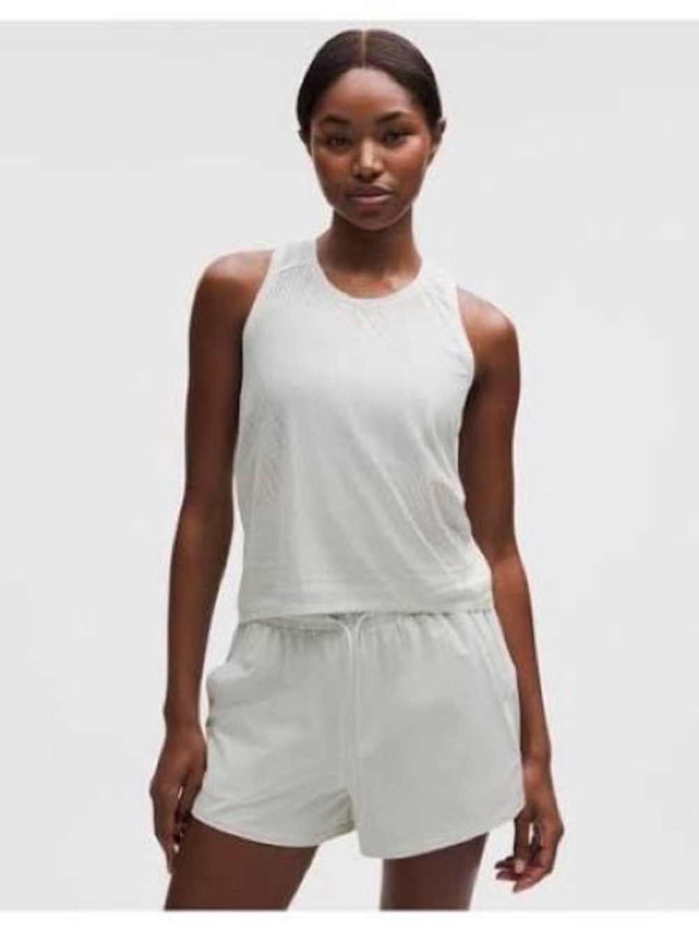 Lululemon Athletica White Gray Fast and Free Airflow Run Tank Ribbed Top